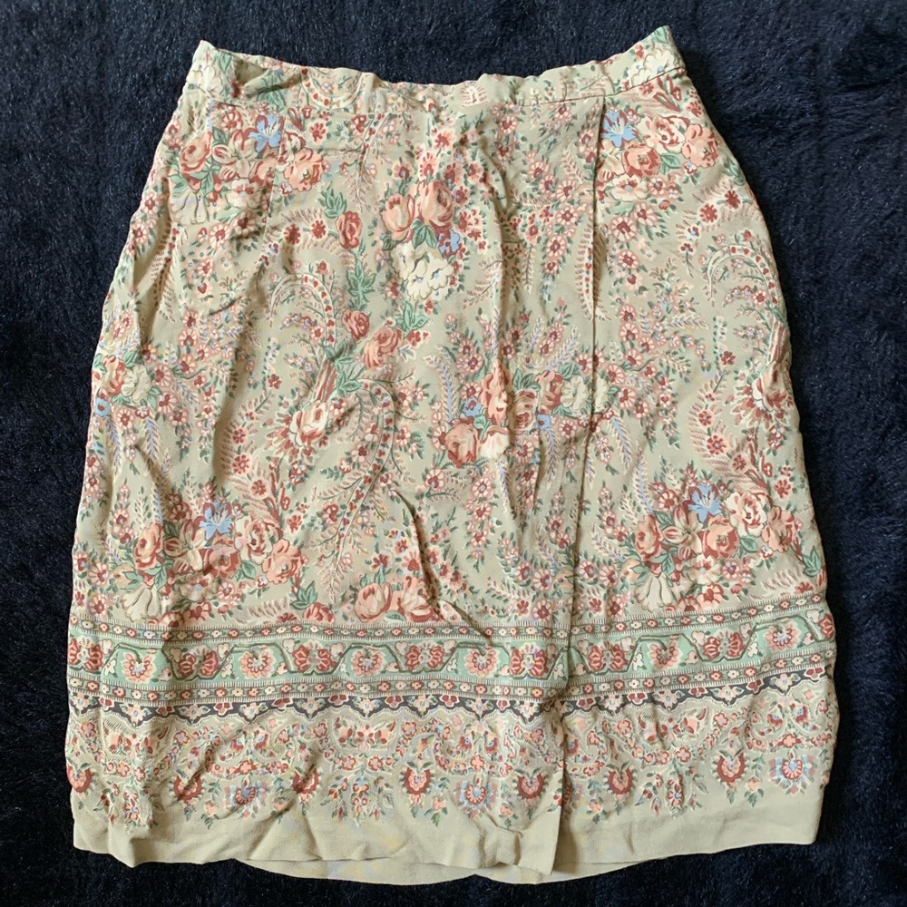 Vintage Women’s Harold’s Autumnal Floral Foliage Pencil Skirt Sz 6 100% Rayon